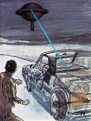 Caso Onilson Pátero. Luz do UFO atinge carro da testemunha.