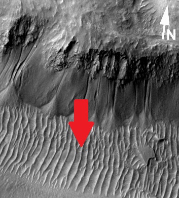 As dunas de areia transversais formam o falso “tubo” artificial em Marte
